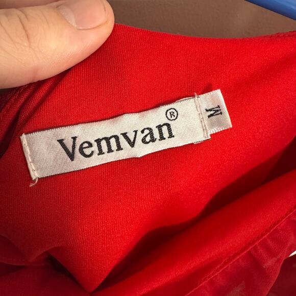 Vemvan Spaghetti Halter Off The Shoulder Red Lightweight Top US Womens M - Picture 6 of 9